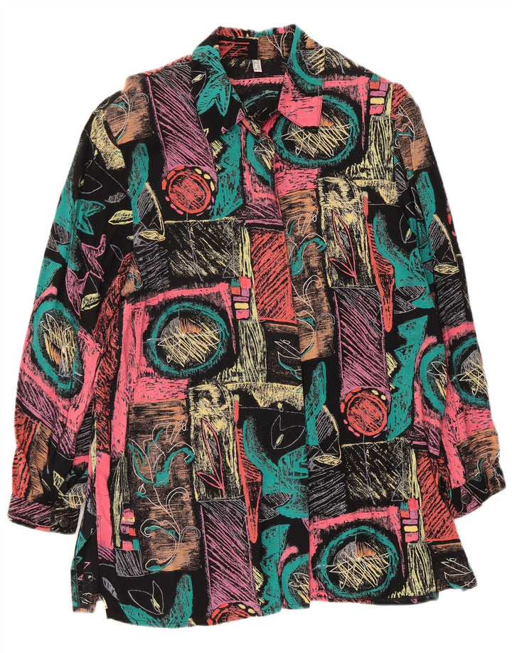 Bluză de cămașă vintage pentru femei UK 14, mare, multicoloră, viscoză