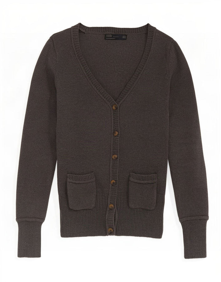 Pulover cardigan pentru femei Zara UK 12, bumbac gri mediu