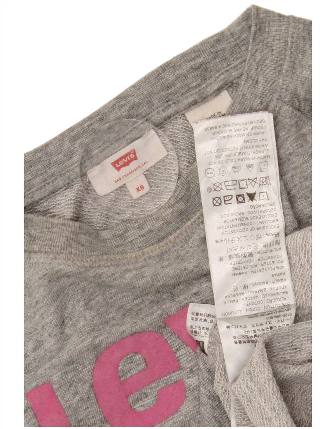 LEVI'S Womens Sweatshirt Jumper UK 6 XS Grey Cotton