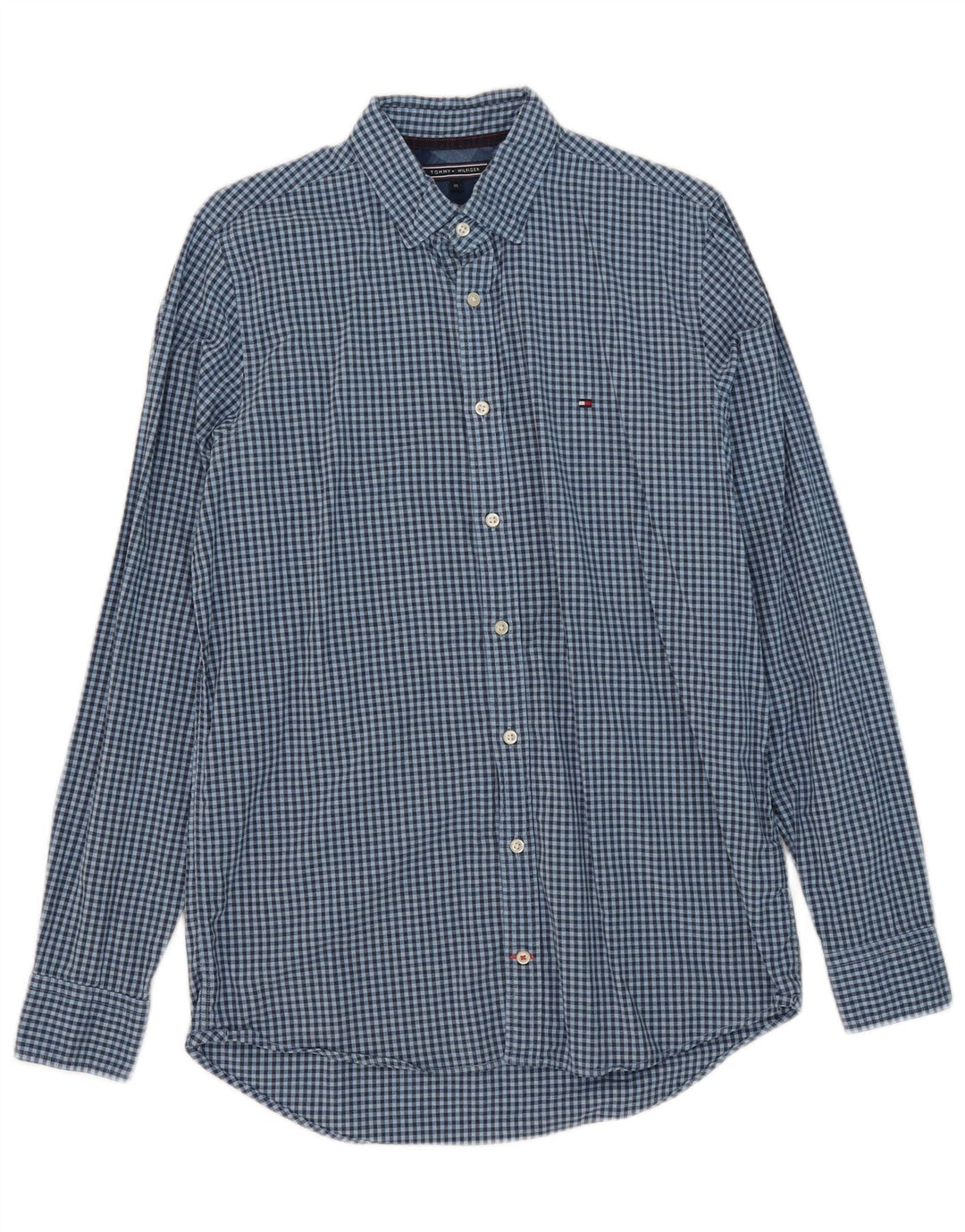 Cămașă Slim Fit Tommy Hilfiger pentru bărbați, din bumbac vichy albastru mediu