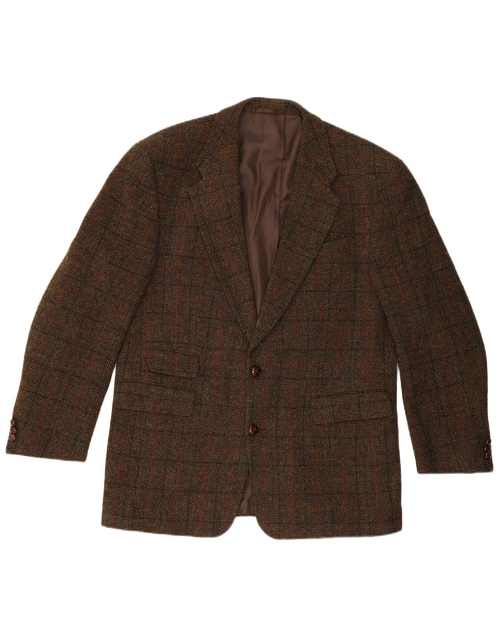 Jachetă pentru bărbați HARRIS TWEED, cu 2 nasturi, IT 54 2XL, lână nouă, cu carouri maro