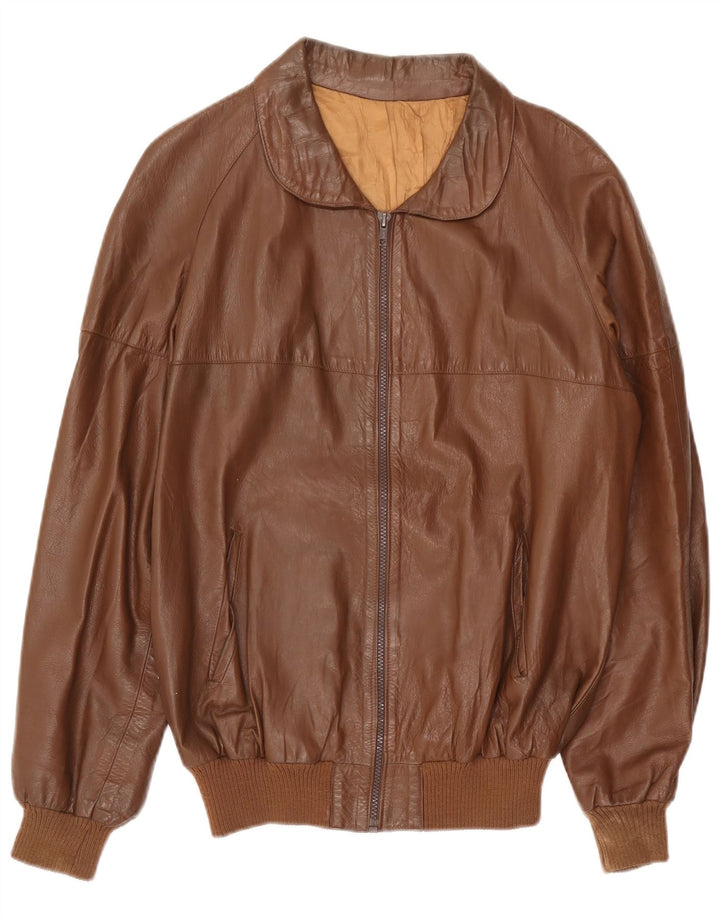 Jachetă de piele vintage pentru bărbați UK 38 maro mediu