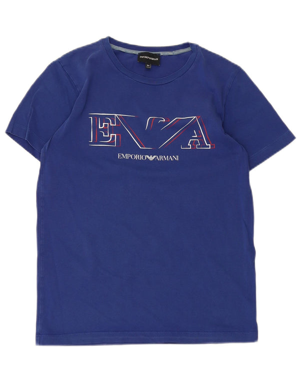 Tricou grafic pentru băieți Emporio Armani Top 15-16 ani albastru