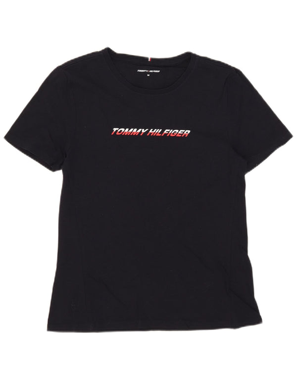 Tricou cu grafic Tommy Hilfiger pentru femei Top UK 12 Medium Bleumarin Bumbac
