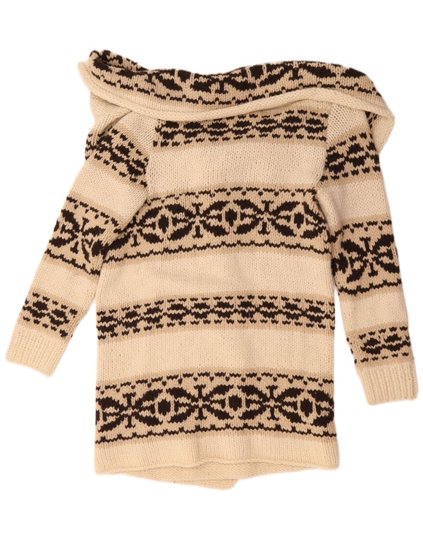 Pulover cardigan cu paragate Parosh pentru femei UK 14 Medium Off White Fair Isle