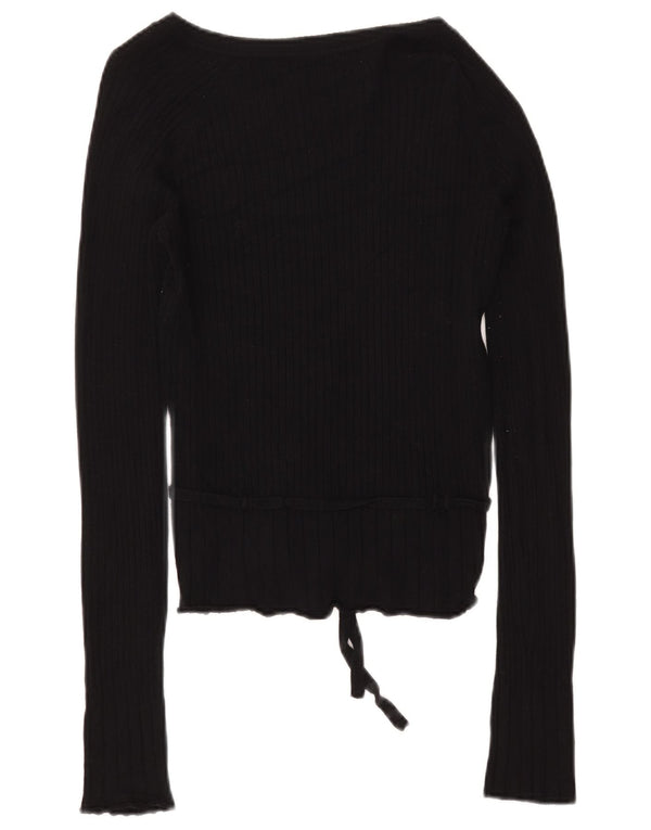 Top femeie Zara cu mânecă lungă UK 14 mare, negru, raion