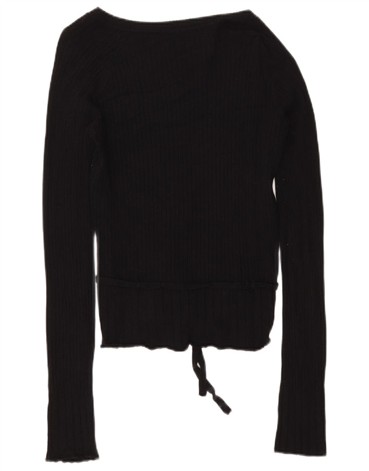 Top femeie Zara cu mânecă lungă UK 14 mare, negru, raion
