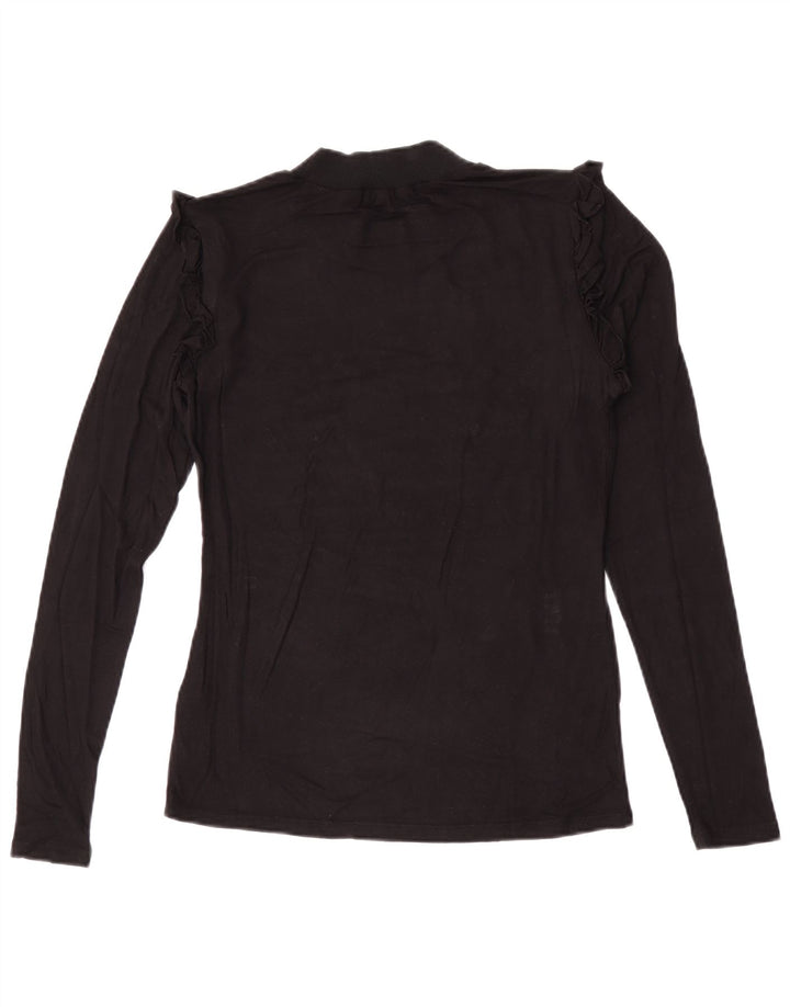 Guess Top grafic pentru femei cu mânecă lungă UK 10 Small Black Viscose