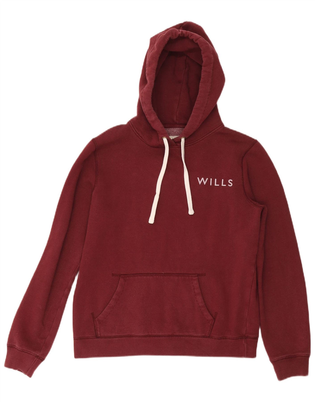 JACK WILLS Pulover cu glugă cu grafică pentru femei UK 12 Bumbac Burgundy mediu