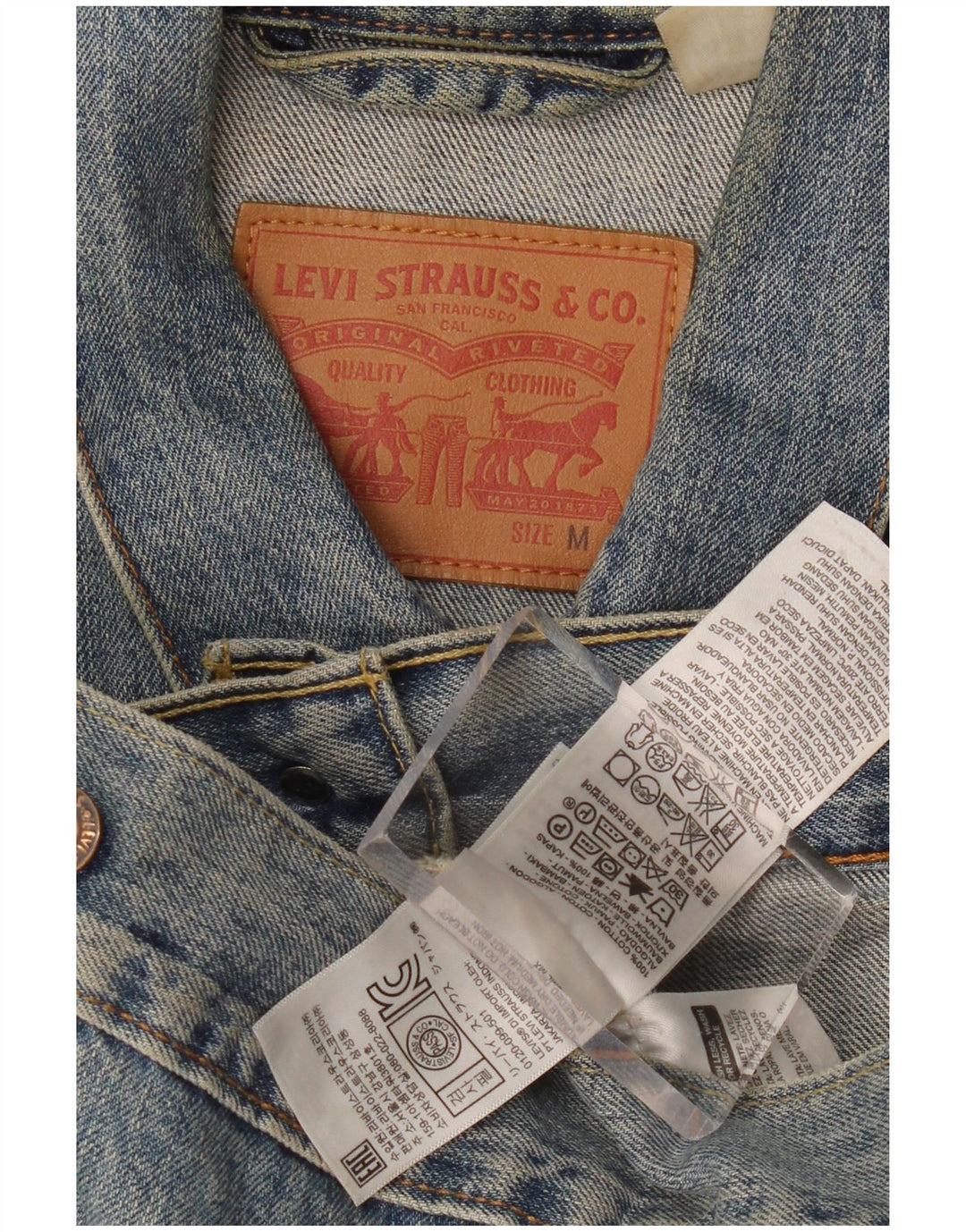 Jachetă de blugi pentru bărbați LEVI'S UK 38, bumbac albastru mediu