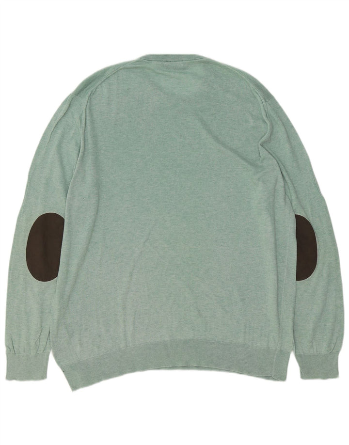Pulover Hackett pentru bărbați cu gât roșu, bumbac verde 2XL