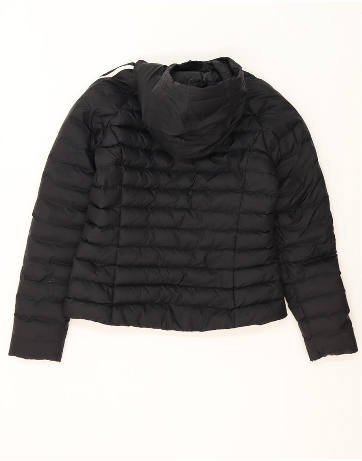 Jachetă căptușită cu glugă Adidas pentru femei UK 14 Poliester mediu negru
