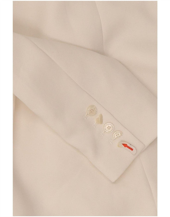 Jachetă Blazer pentru femei Zara, cu două piept, UK 14 Poliester alb mediu