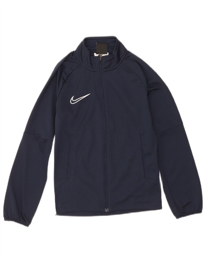 Jachetă de top pentru trening Nike Dri Fit pentru băieți 8-9 ani, poliester mic, albastru bleumarin