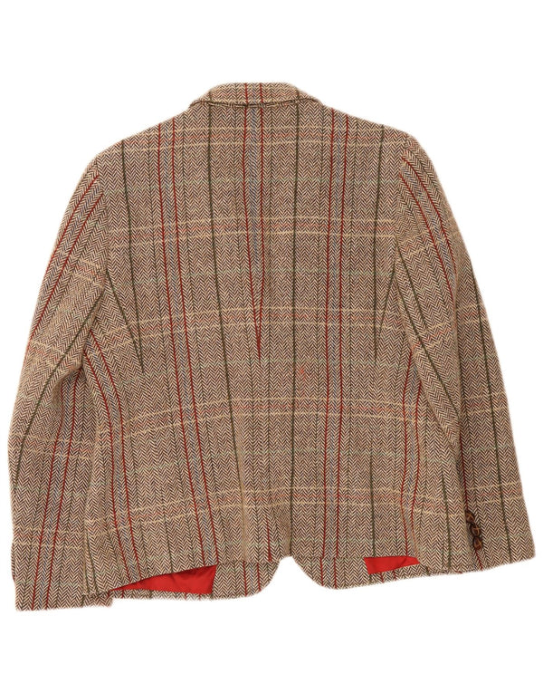Jachetă Blazer pentru femei Basler, cu 1 nasture, UK 16, lână virgină, în carouri, bej