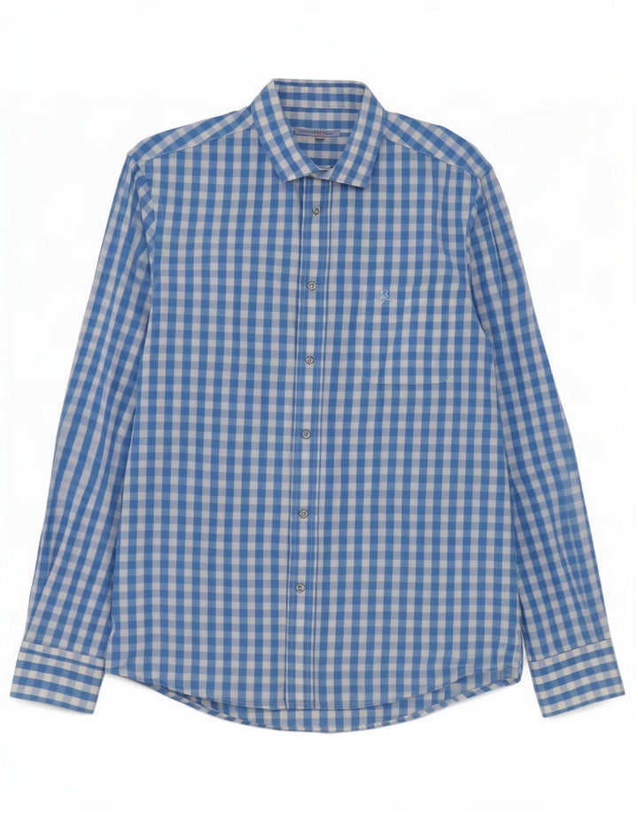 Cămașă pentru bărbați Harmont & Blaine, bumbac vichy albastru 2XL