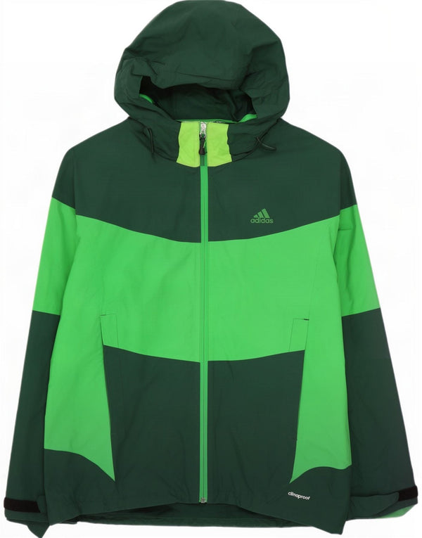 Jachetă de ploaie cu glugă pentru bărbați Adidas Clima Proof UK 44 2XL Verde Colorblock