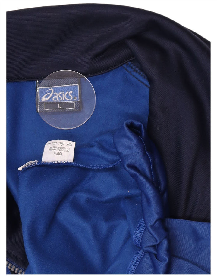 Jachetă de top pentru trening grafic Asics pentru bărbați, mare, albastru, din poliester