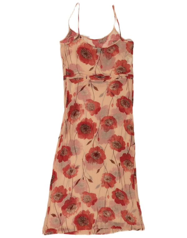 Moschino Womens See Through Slip Dress UK 8 Small Bej Floral Bumbac