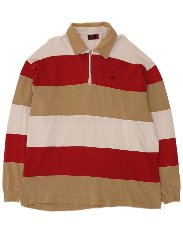 Tricou polo rugby cu mânecă lungă pentru bărbați Kappa, bumbac cu dungi multicolore 2XL