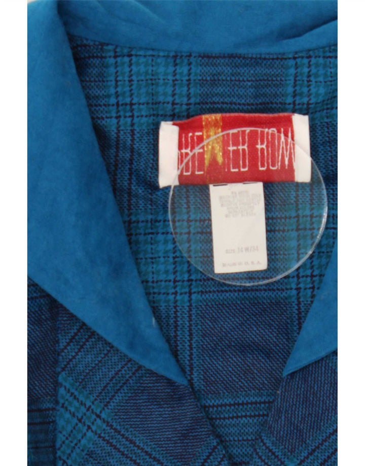 Rochie de damă vintage cu piept dublu rochie UK 14 Medium Blue Check