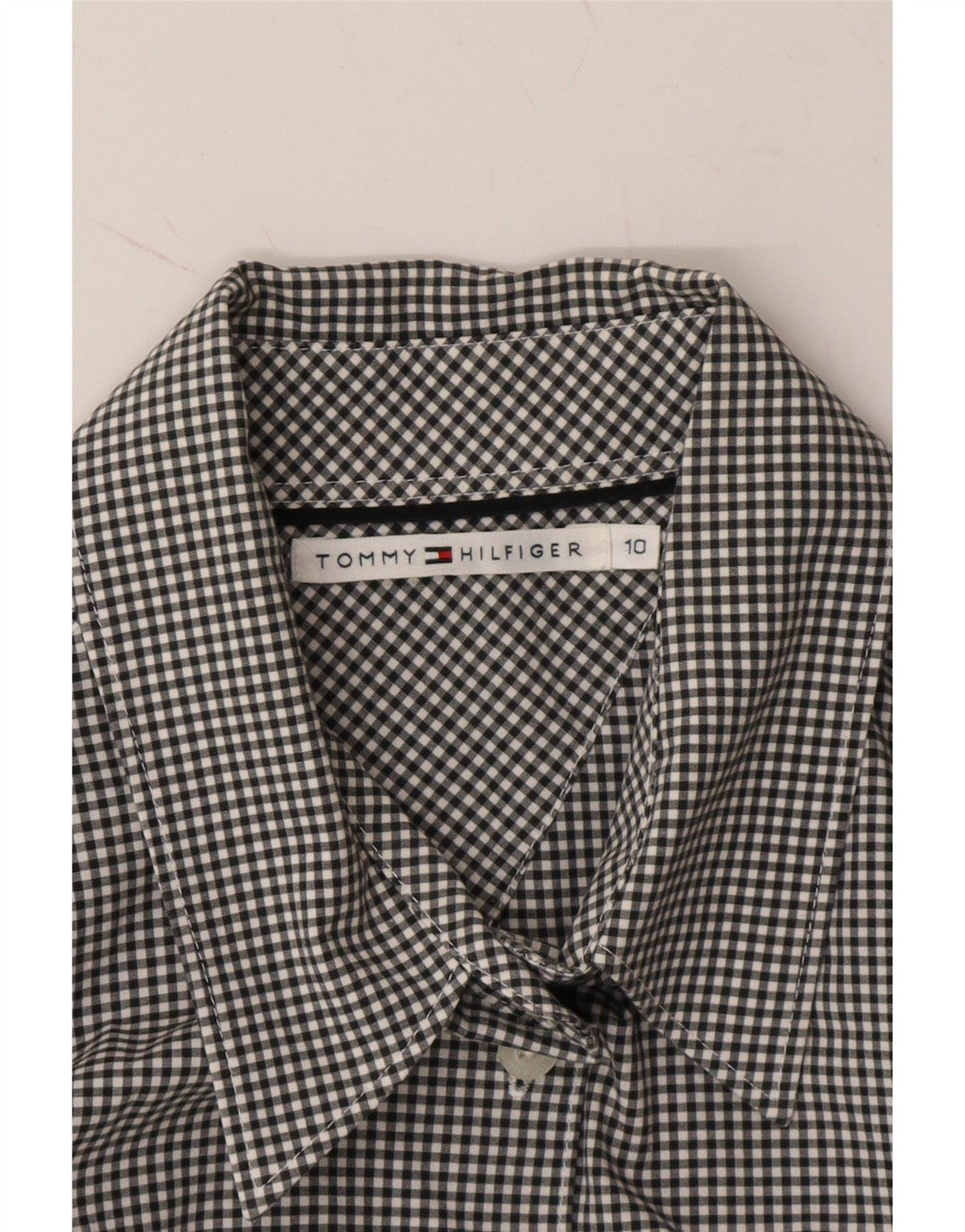 TOMMY HILFIGER Womens Shirt UK 10 Small Black Check Cotton Vintage Tommy Hilfiger and Second-Hand Tommy Hilfiger from Messina Hembry 