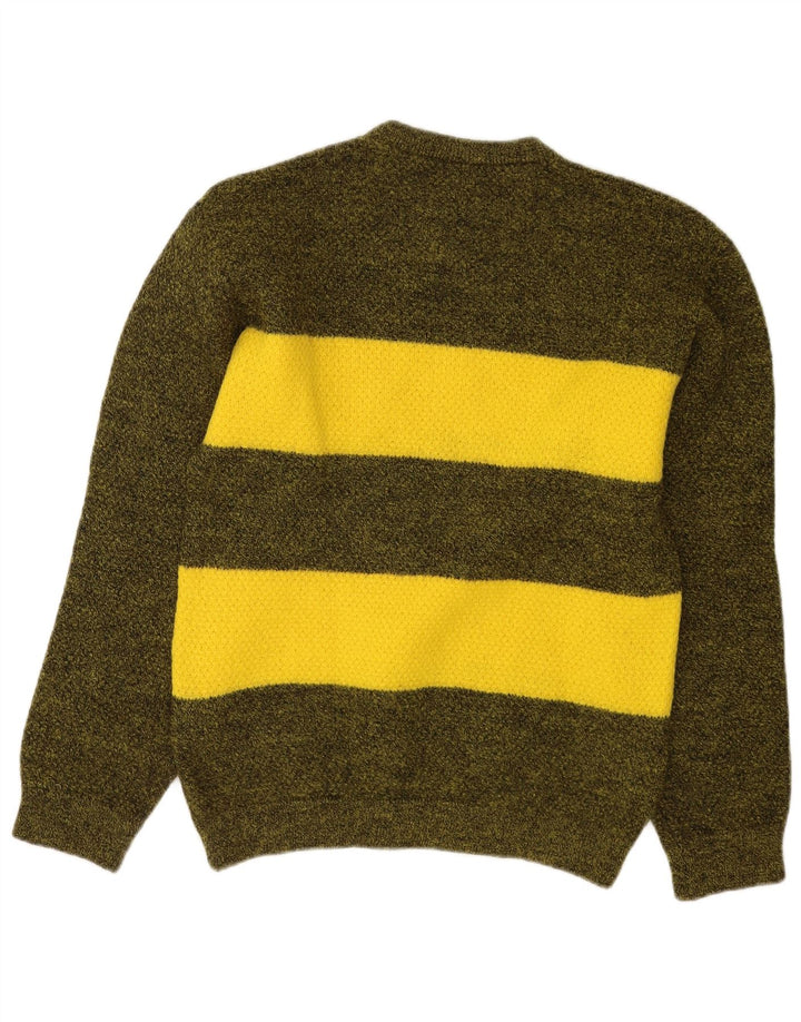 Pulover pentru bărbați cu decolteu rotund cu grafică Gomena, verde mediu, color block