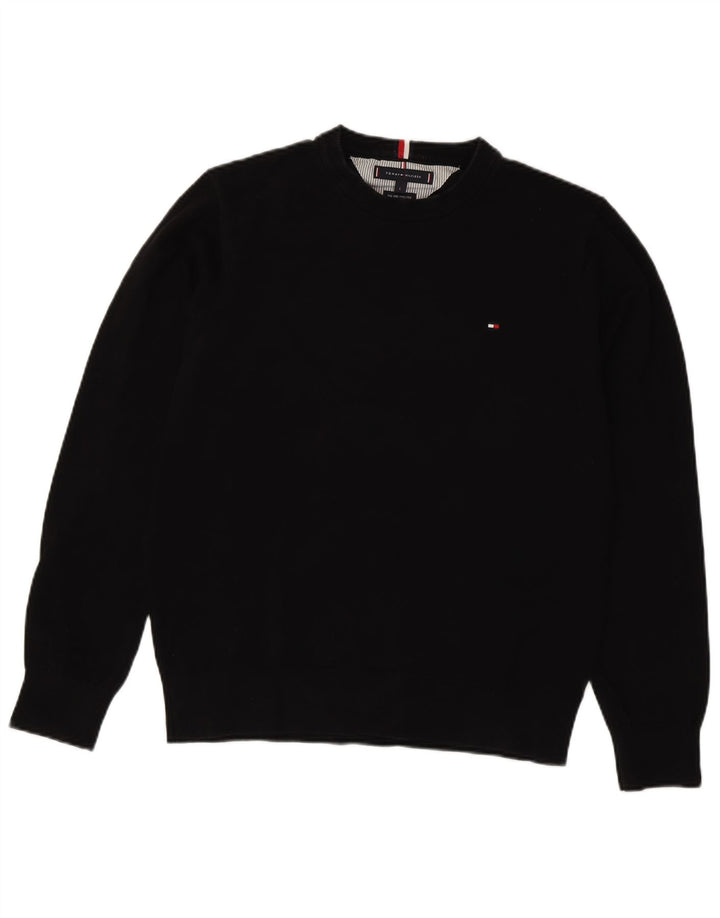 Hanorac pentru bărbați TOMMY HILFIGER Pulover mare din bumbac negru