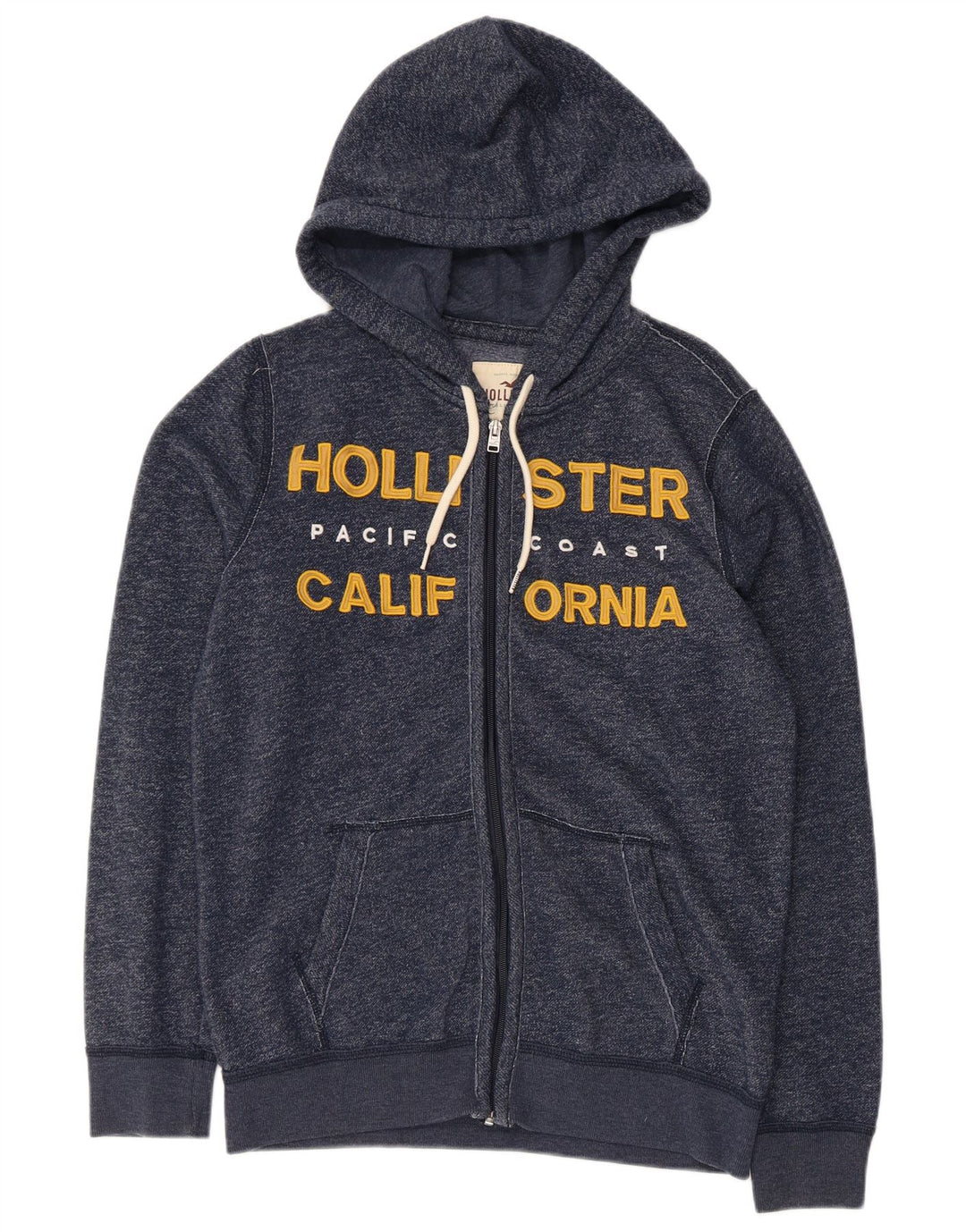 Pulover HOLLISTER pentru bărbați, cu grafică, cu fermoar, bumbac cu pete, albastru marin
