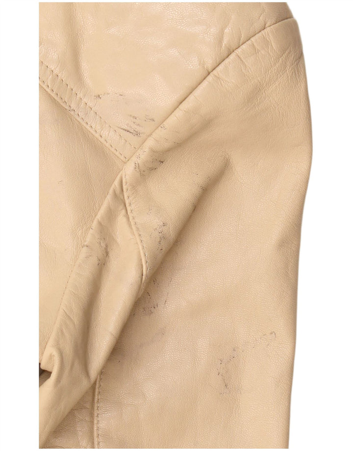 Jachetă de damă VINTAGE din piele cu 4 nasturi IT 36 XS piele bej