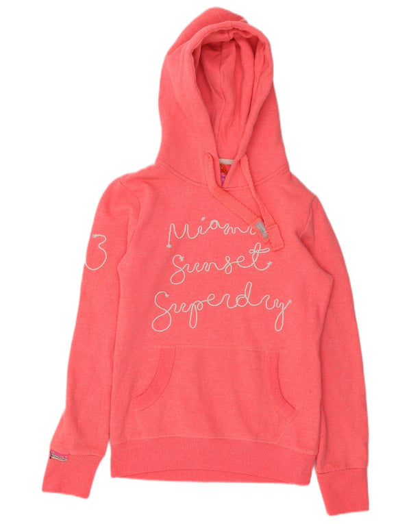 Pulover supradimensionat cu glugă Superdry pentru femei UK 2 2XS bumbac roz
