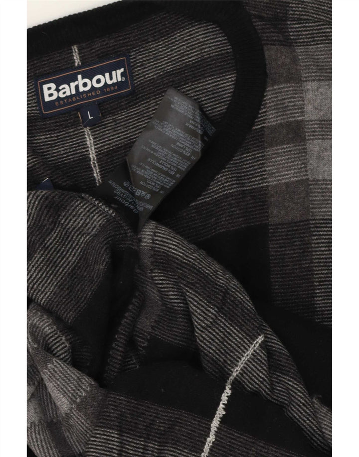 Pulover Barbour pentru bărbați cu gât de barcă, mare, gri din bumbac