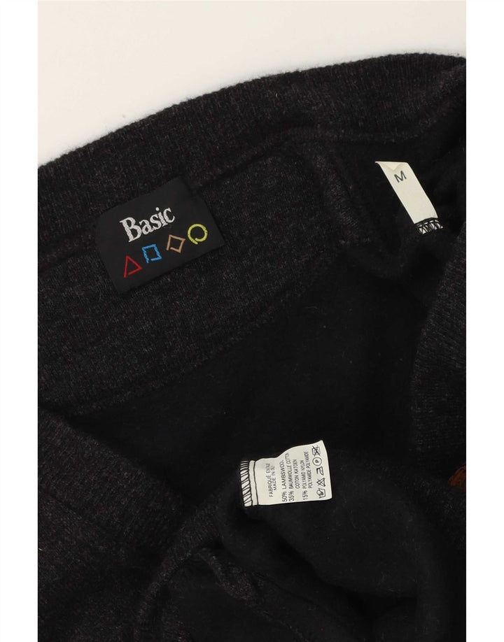 Pulover cardigan de bază pentru bărbați, lângă, gri mediu, lână de miel