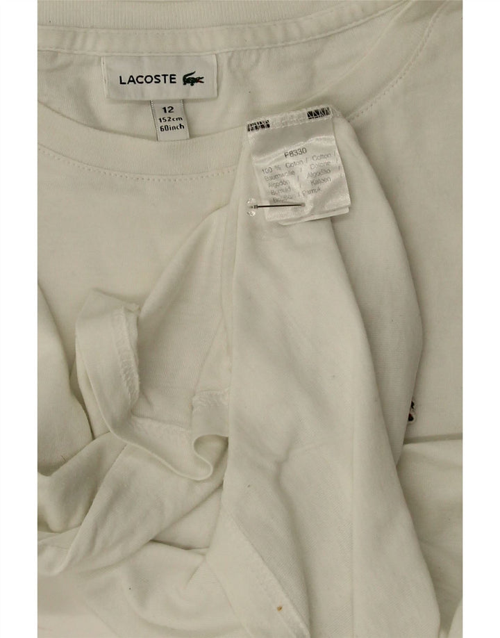 Tricou Lacoste Băieți Top 11-12 Ani Bumbac Alb
