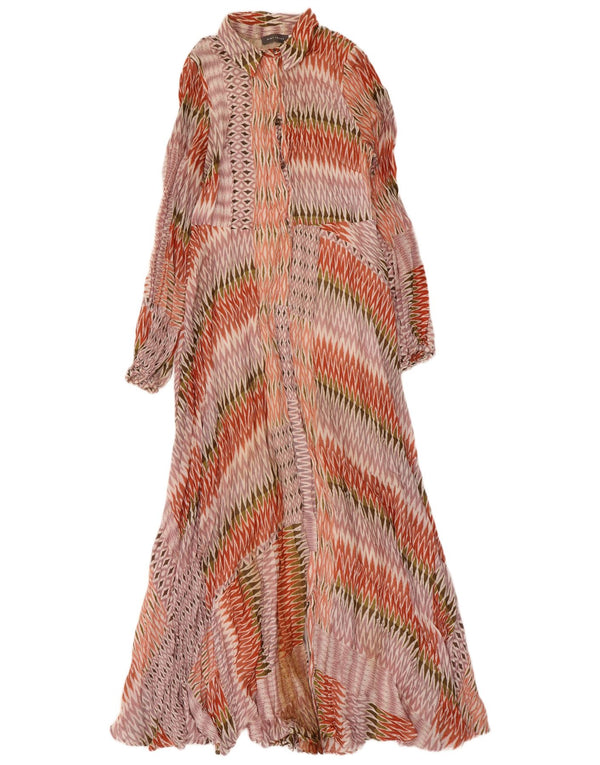 MINT VELVET Rochie maxi cu maneci lungi pentru femei UK 12 Medium Multicolor Ikat