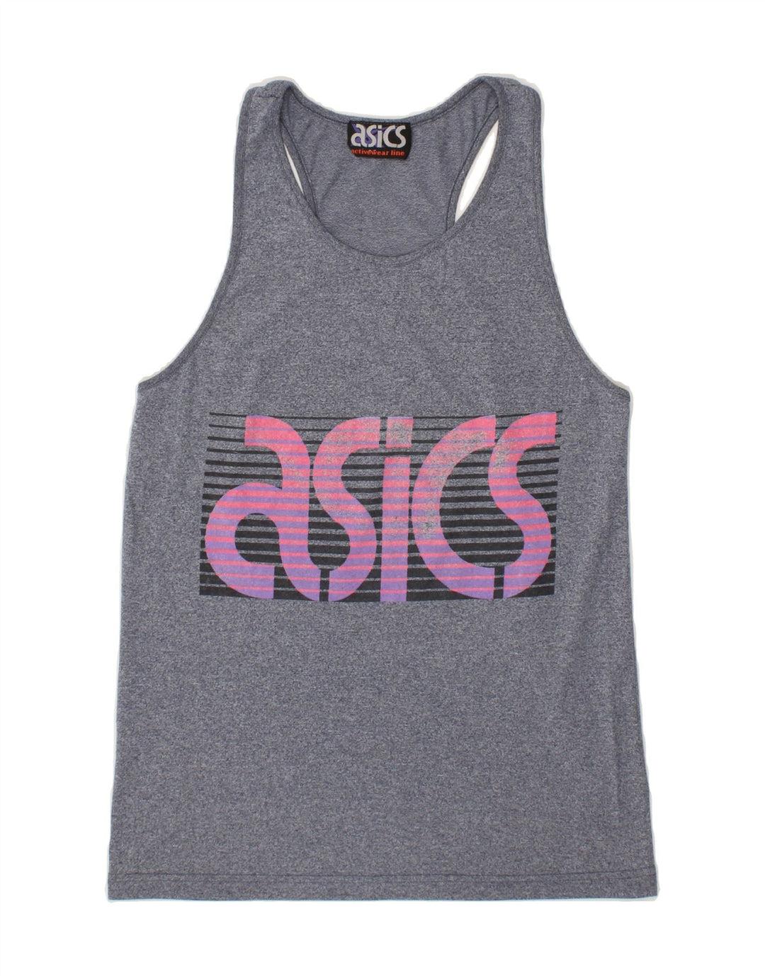 ASICS Mens Graphic Vest Top XS Blue Vintage Asics and Second-Hand Asics from Messina Hembry 
