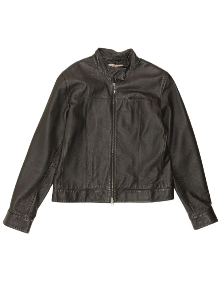 Jachetă de piele pentru femei HELLINE UK 14, piele verde medie