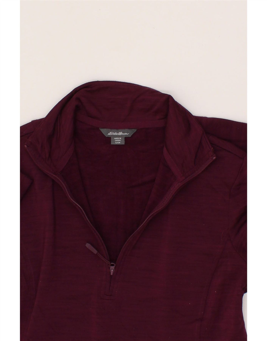 EDDIE BAUER Womens Zip Neck Pullover Tracksuit Top UK 10 Small Maroon Vintage Eddie Bauer and Second-Hand Eddie Bauer from Messina Hembry 
