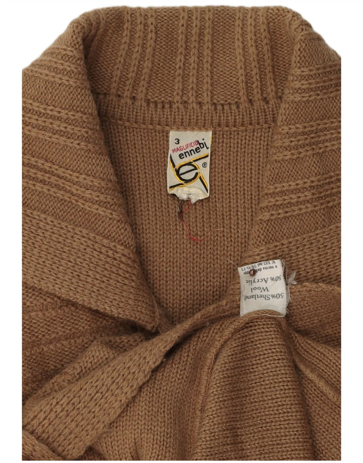Pulover cardigan pentru femei VINTAGE UK 14 Lână maro medie