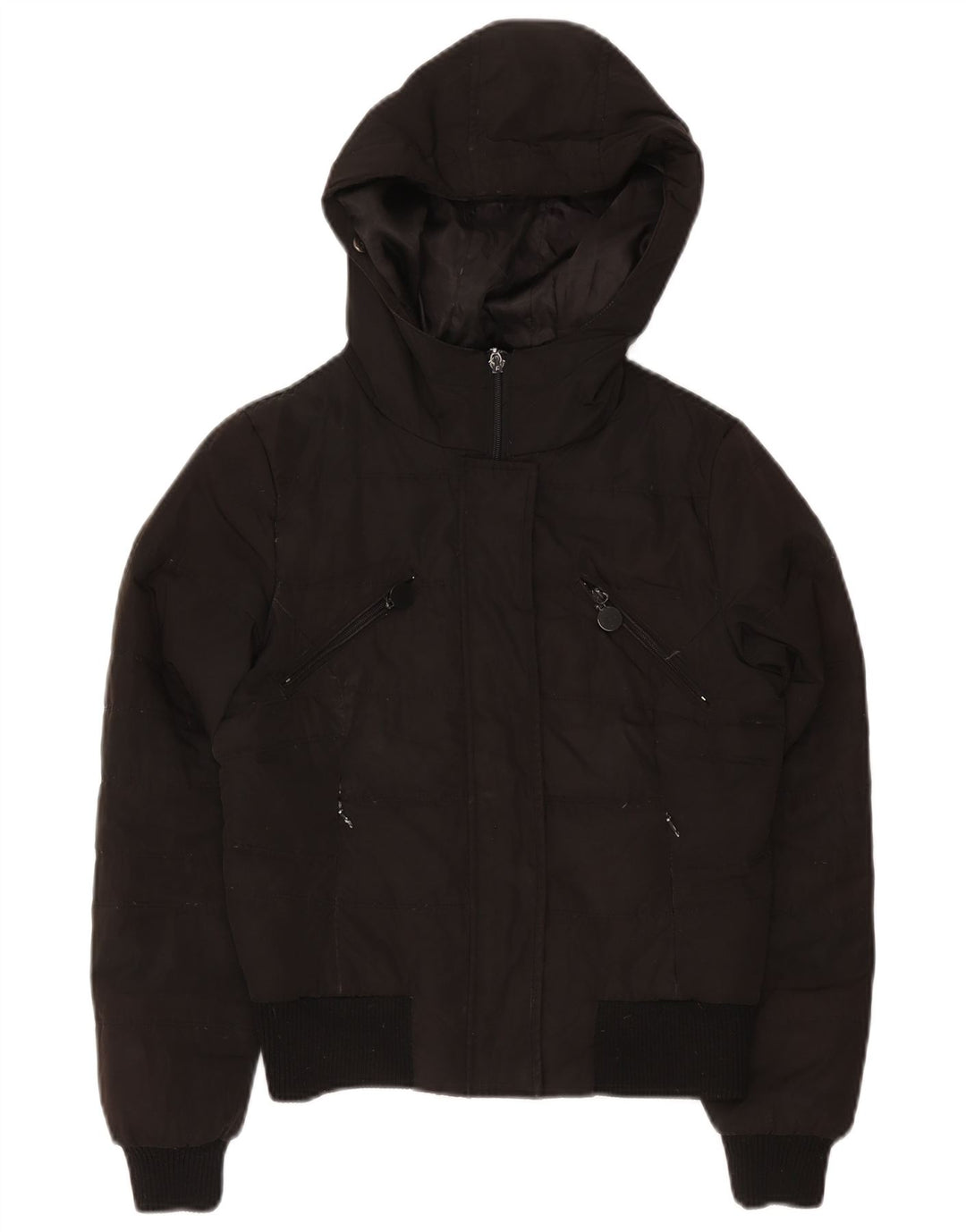 Jachetă căptușită cu glugă pentru femei Zara UK 10 Small Black