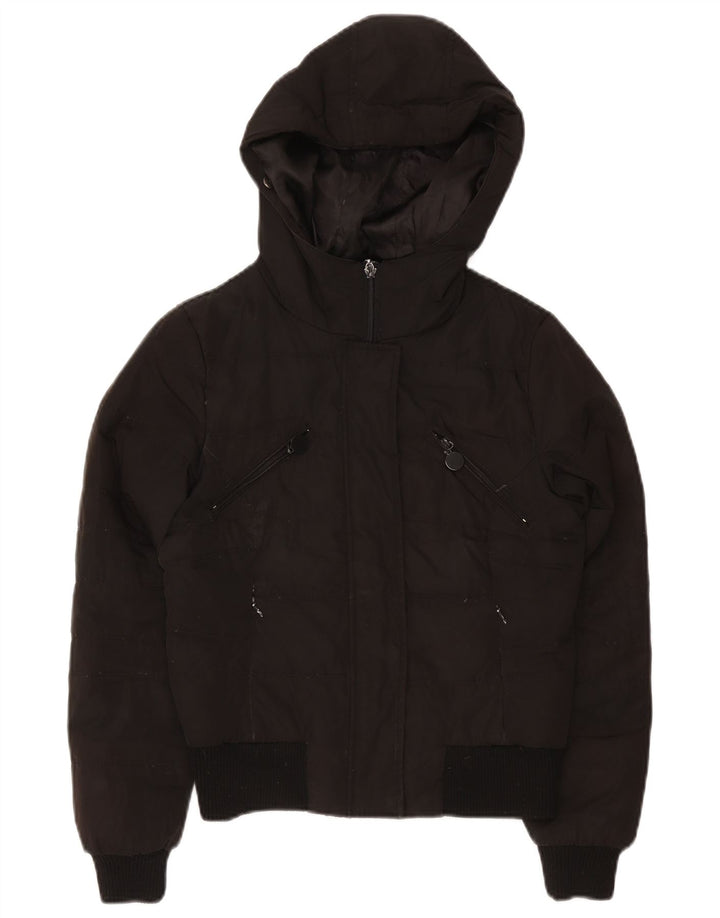 Jachetă căptușită cu glugă pentru femei Zara UK 10 Small Black