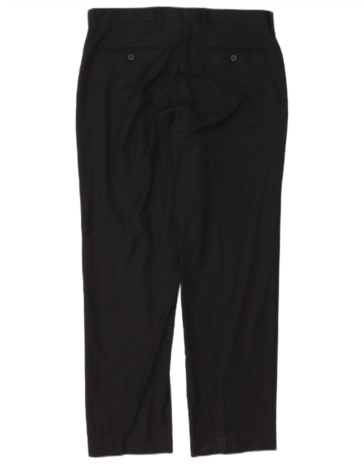 Pantaloni de costum pentru bărbați Marks & Spencer, cu ajustare normală, L34 L31, poliester negru