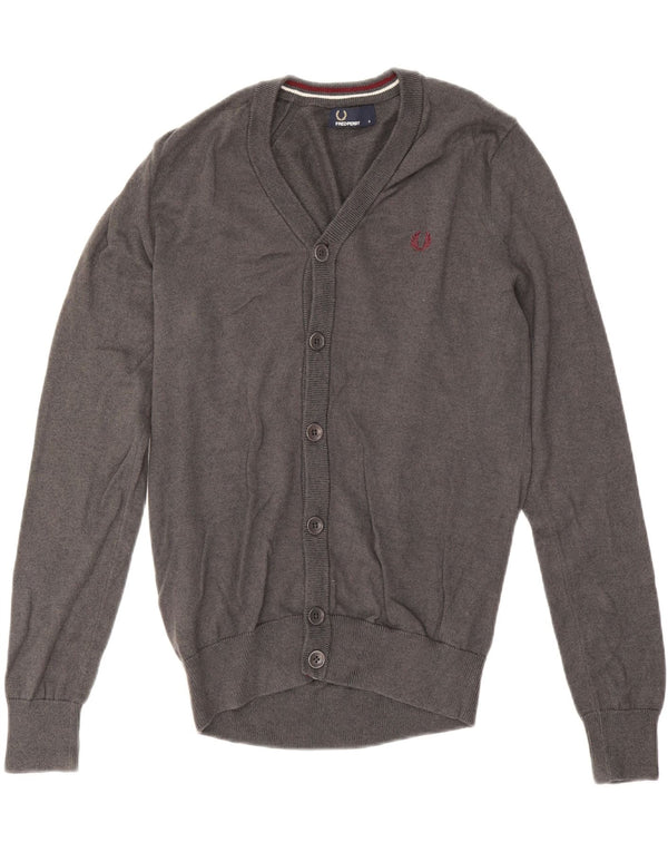 Fred Perry Mens Cardigan Sweater Small Grey Wool