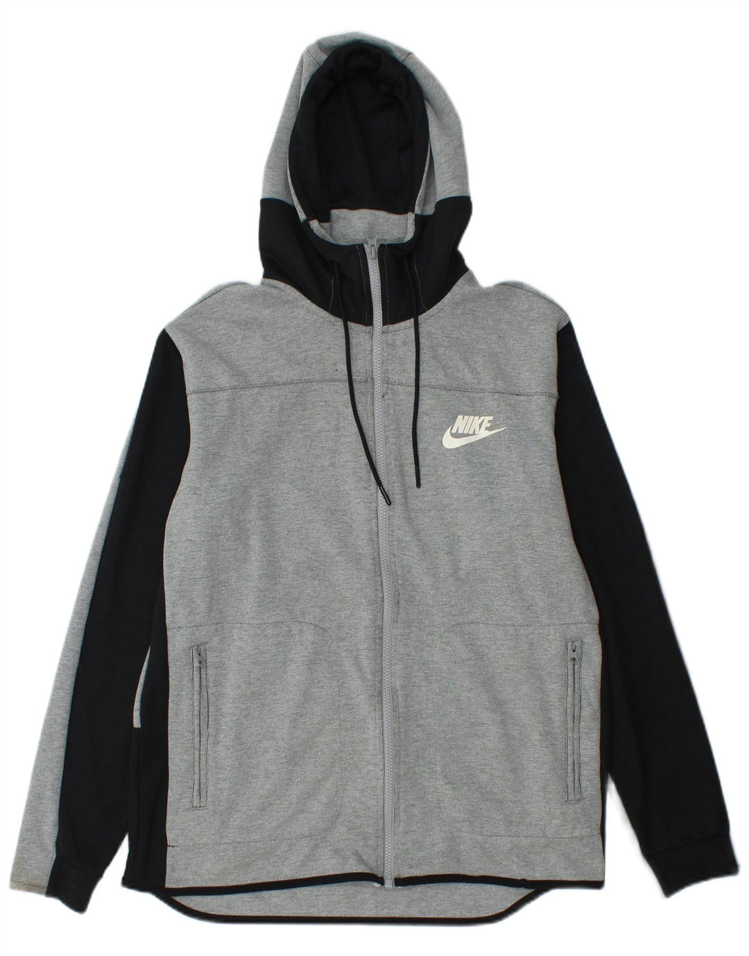 Pulover NIKE pentru bărbați, cu fermoar, din bumbac colorblock, gri mediu