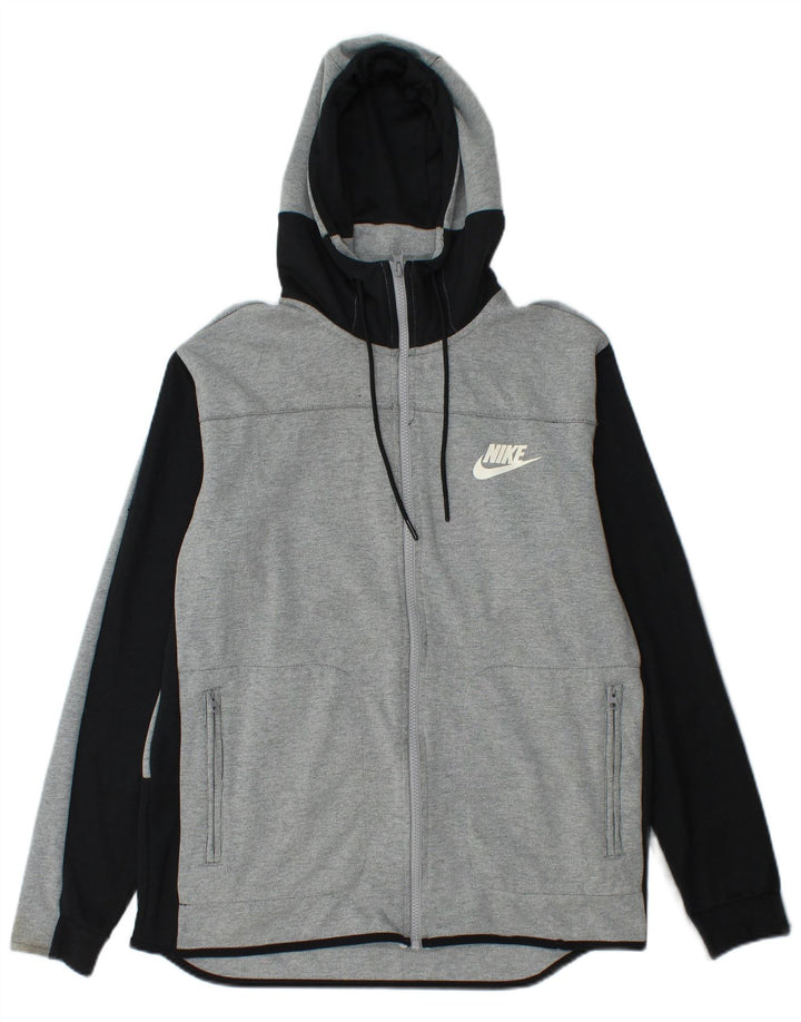 Pulover NIKE pentru bărbați, cu fermoar, din bumbac colorblock, gri mediu