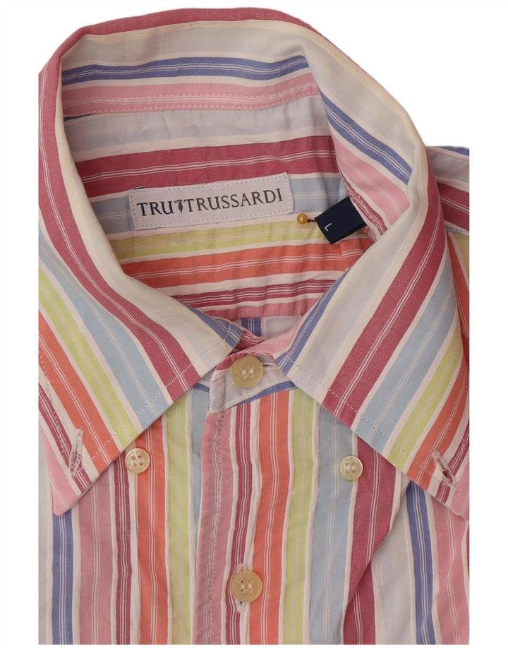Cămașă cu mânecă scurtă Trussardi pentru bărbați, cu dungi mari, multicolore