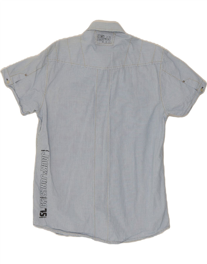 JACK & JONES Mens Graphic Short Sleeve Shirt Large Blue Check Cotton Vintage Jack & Jones and Second-Hand Jack & Jones from Messina Hembry 