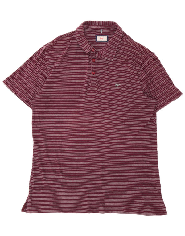 Cămașă polo pentru bărbați Carrera, cu formă regulată, XL, bumbac cu dungi bordeaux
