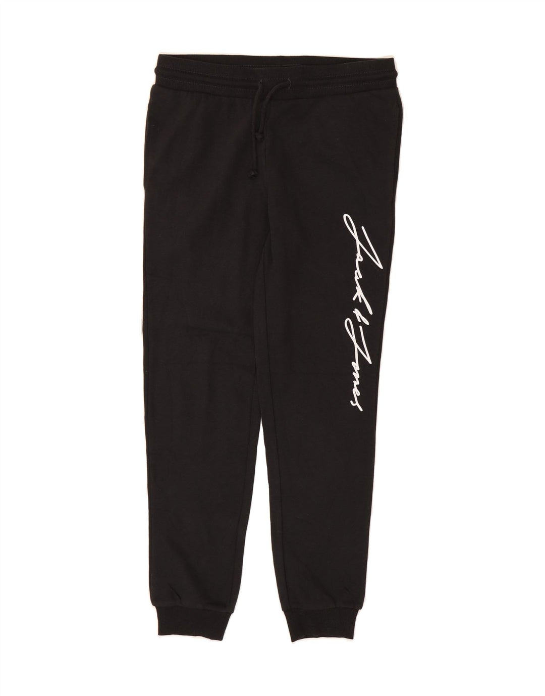 JACK & JONES Mens Graphic Tracksuit Trousers Joggers Medium  Black Cotton Vintage Jack & Jones and Second-Hand Jack & Jones from Messina Hembry 