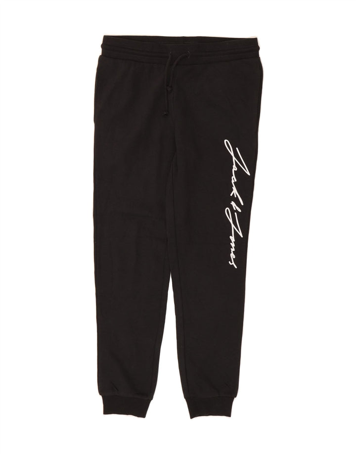 JACK & JONES Mens Graphic Tracksuit Trousers Joggers Medium  Black Cotton Vintage Jack & Jones and Second-Hand Jack & Jones from Messina Hembry 